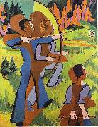 Ernst Ludwig Kirchner, Archers - Oil on Carvan - 195 - 150 cm - Kirchner Museum Davos